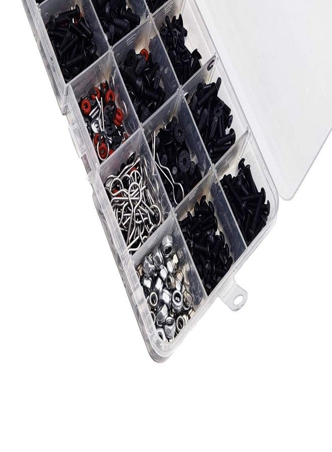 Nuofan 500pcs RC Car Screws Kits M3/M4/E Buckle/Shell Buckle/Screw Nuts/Hex Screws/Plugs RC Repair Tool Kit for HSP/Wltoys/Traxxa Scale RC Cars (500pcs) - Image 4